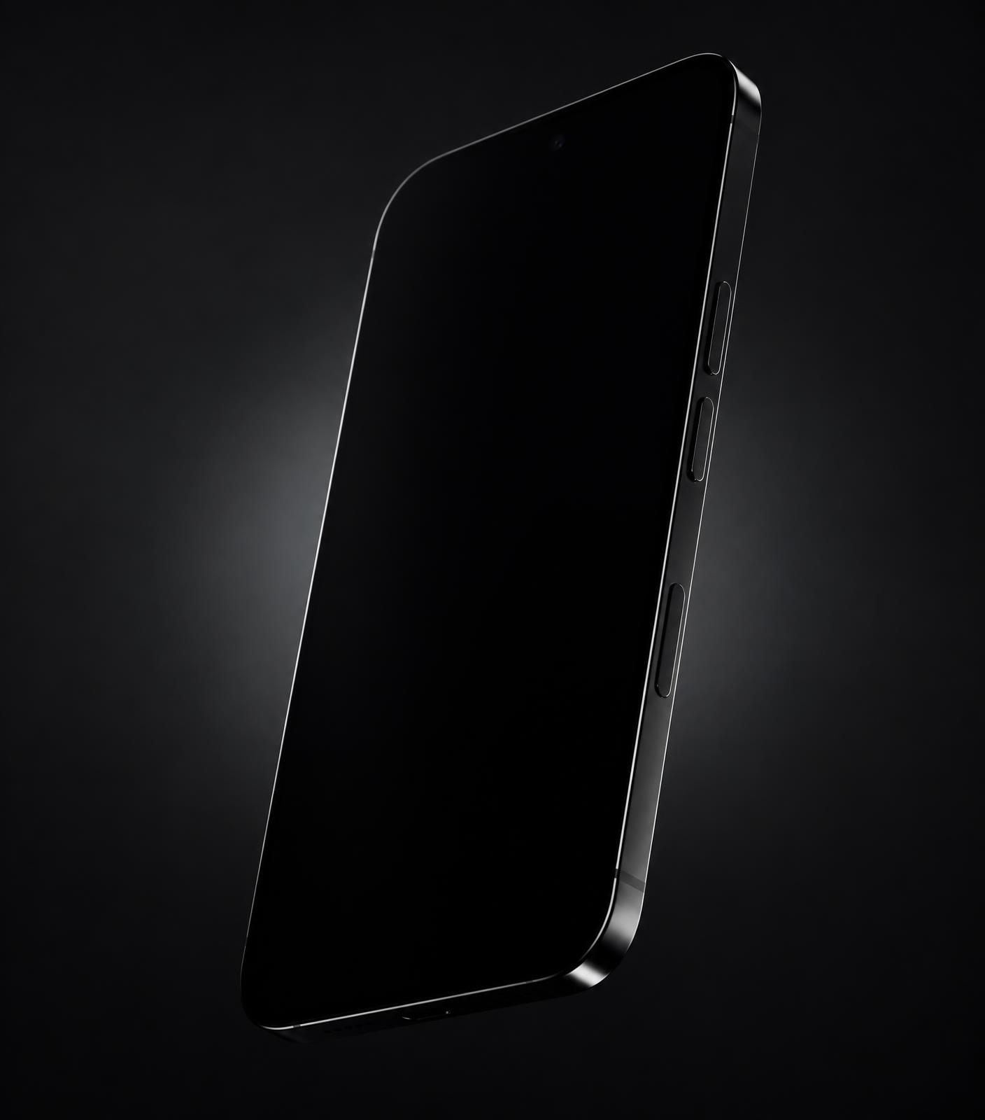 iPhone premium em composição fotográfica escura e minimalista